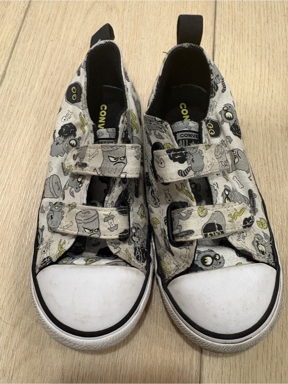 Converse Kids Grey Monster-Print Velcro Sneakers